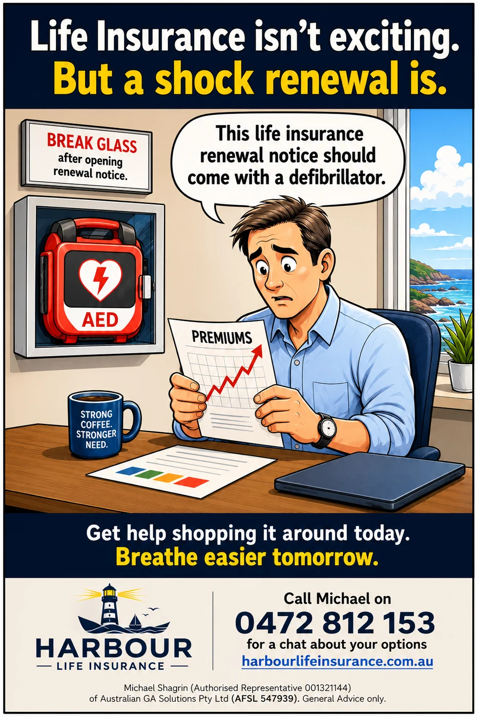 Shock renewal notice with defibrillator