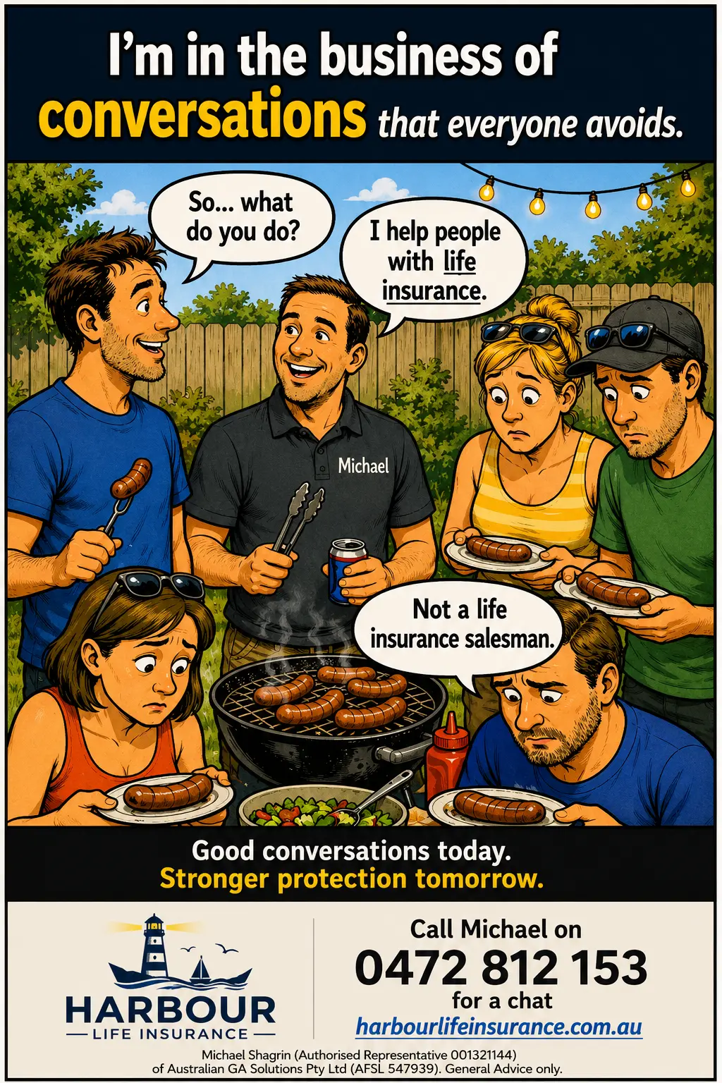 Life insurance conversation at a barbecue
