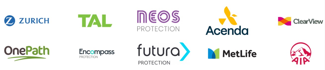 Our insurer partners: Zurich, TAL, NEOS, Acenda, ClearView, OnePath, Encompass, Futura, MetLife, AIA